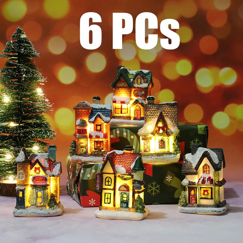 LED Castle & Snow House Ornaments
