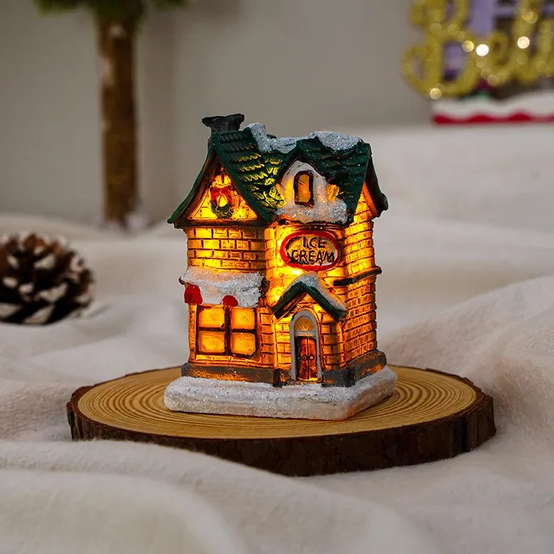 LED Castle & Snow House Ornaments