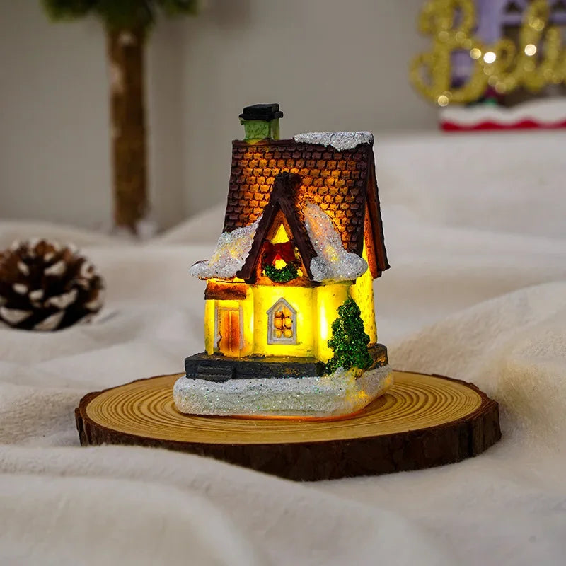 LED Castle & Snow House Ornaments