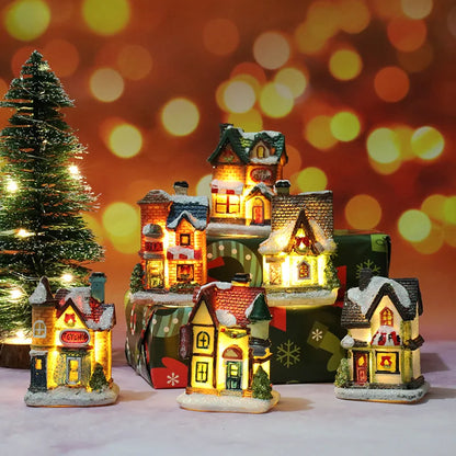 LED Castle & Snow House Ornaments