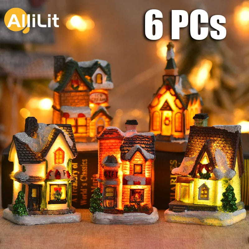 LED Castle & Snow House Ornaments