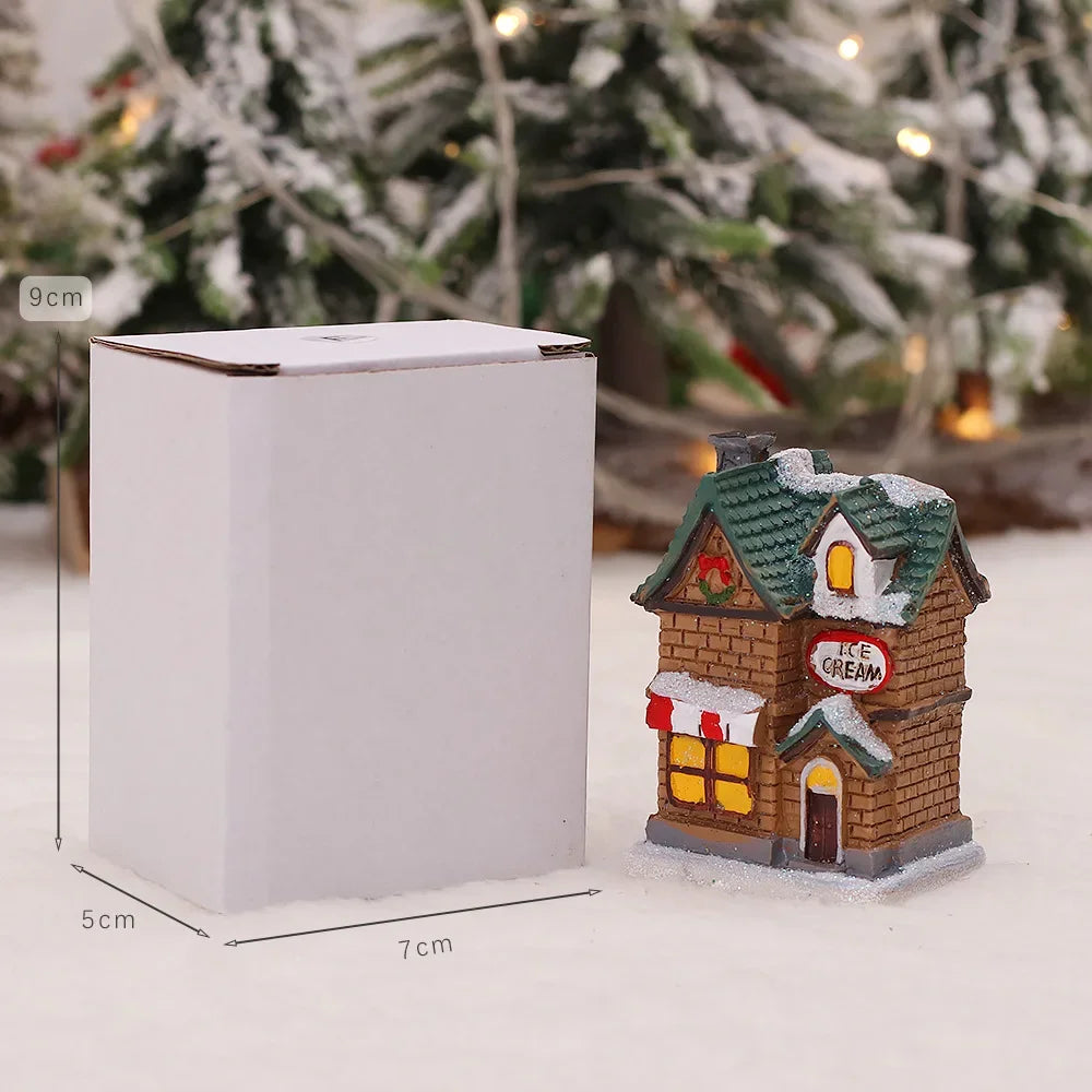 LED Castle & Snow House Ornaments